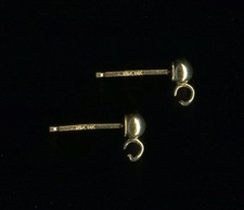 New 14K Solid Yellow Gold 3mm Bead Ball Earring Findings Replacement Set PW