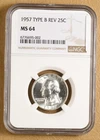 1957 P Washington Quarter 'Type B Reverse' NGC MS64