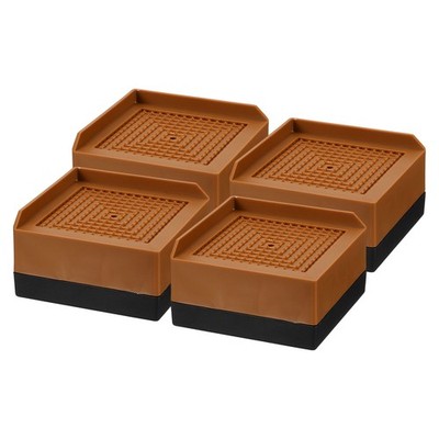 4Pcs Bed Risers Square Heavy Duty Stackable Lift Block to 1.9'' Brown