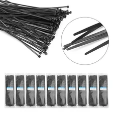 1000pcs/Pack 12" Network Cable Cord Wire Tie Strap 40 Lbs Zip Nylon Black