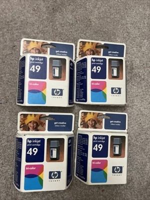 NEW 4PC HEWLETT PACKARD 51629A 51649A BLACK TRI-COLOR INK CARTRIDGES EXP 2004