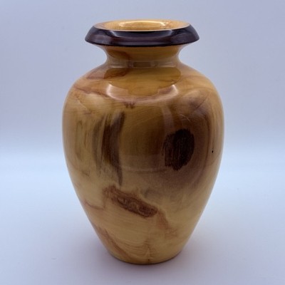 Vintage Original Aspen Turned Wood Vase 7.5  x 4.5  Beautiful Excellent