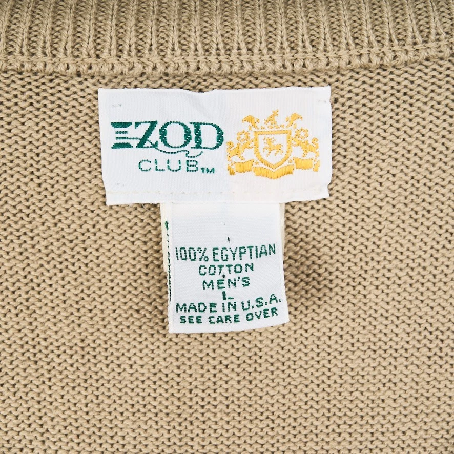 Vintage IZOD Golf Sweater Vest Mens L Khaki Egyptian Cotton Crofton Country Club - Image 4 of 4