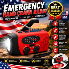 Emergency Wind Up Solar Hand Crank Radio Power Bank Charger FM/AM Torch