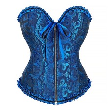 Body Shaping Waist Trainer Lace up Corset Bustier Waist Cincher Overbust Satin