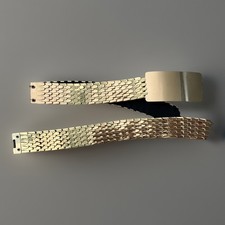 Vtg Gold-tone Metal Stretch Statement Belt 70s-80's Scales Pattern Bold Buckle