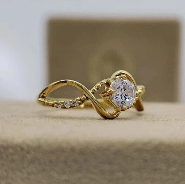 2Ct Round Cut Simulated Diamond Wedding Twisted Ring In 14k Yellow Gold Plated