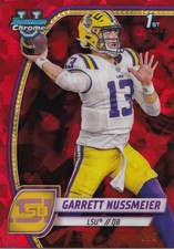 Garrett Nussmeier 2024 Bowman University Chrome Sapphire Red Refractor RC 5/5 #5