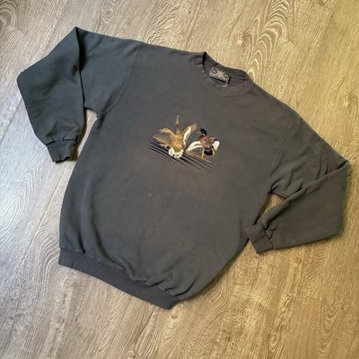 Vintage Cheyenne River Embroidered Duck Crewneck Sweatshirt Faded Green L