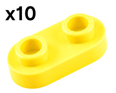 Lego 10x Platte abgerundet Noppe offen 1x2 hellgelb (bright light yellow) 35480