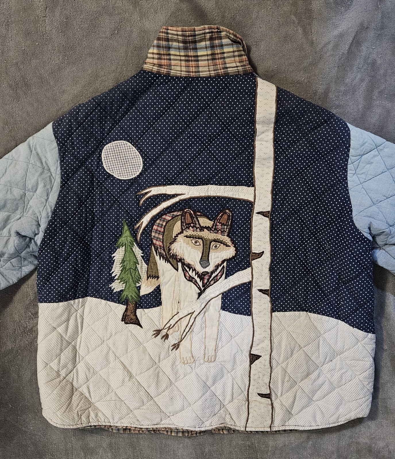 Vintage Patch Magic Quilted Jacket Wolf Full Moon… - image 2