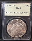 1884 CC Morgan Silver Dollar PCGS MS63 OGH Rattler Stunning Coin