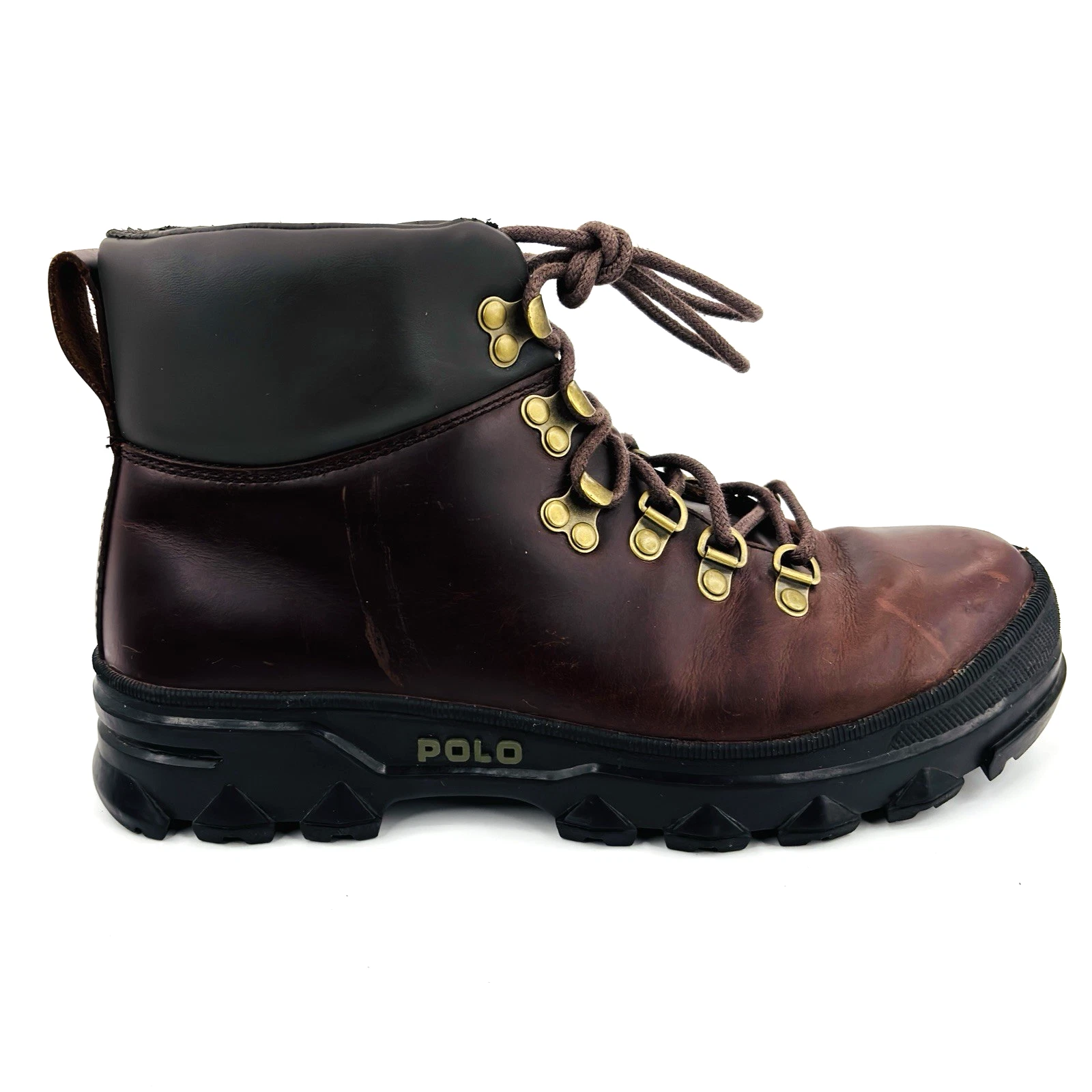 Mens 8 D Polo Ralph Lauren Hainsworth Brown Leather Work Hiking Lace Up Boots