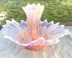 Fostoria Heirloom Bowl Large Pink Opalescent Depression Glass Epergne with Vase