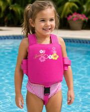 Speedo Kids Swim Vest Pink Hibiscus Flower Child Life Jacket PFD Buoyancy Aid