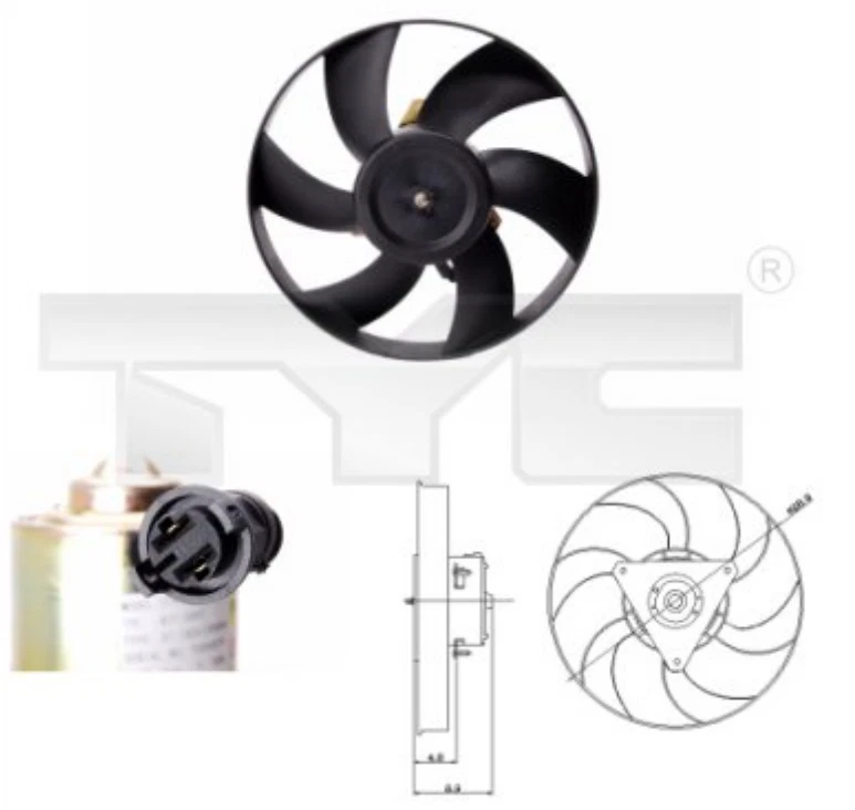 Lüfter Motorkühlung VW Caddy 2 Polo 3 Seat Ibiza Cordoba Mercedes SL R129 - TYC - Image 2 of 2