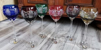 6 x Dresden Crystal Bleikristall langstieliges Weinglas Glas Römer 22,5 cm, TOP