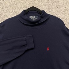 Vtg 90's Polo Ralph Lauren Turtleneck Shirt Mens XL Blue Made In USA Long Sleeve