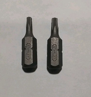 2pc STANLEY TORX BIT DRIVER SET T-10 & T-15 × 1/4'' × 1'' LONG