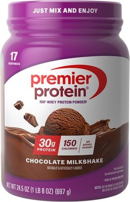 Premier Protein 100% Whey Protein Powder, Chocolate Milkshake, 30g Protein, 24.5