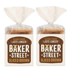 2x Baker Street Sliced Brown Bread 600g Long Life Freshness Vegetarian