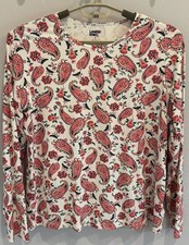 Lands End Pink Green Paisley Floral Long Sleeve Swimsuit Rash Guard Size XL 18
