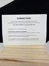 Zelda Majora  s Mask N64 Original Correction Card U/NUS-NZSE-USA Insert