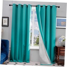 100 Total Blackout Curtains for Bedroom Grommet 52"W x 95"L Pack of 2 Teal