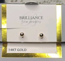 New In Package 14K Solid Yellow Gold Designer Ball Stud Earrings 4MM