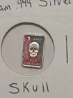 Skull  - 1 Gram .999 Fine Pure Silver Bullion Mini Art Proof Bar Ingot