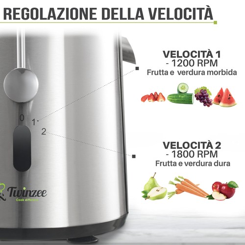 Twinzee Centrifuga Frutta e Verdura Professionale Centrifugatore Estrattore - Foto 3 di 9