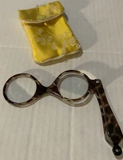 Vtg Tortoise Eyeglasses Opera Fold Up Lorgnette Glasses Frame