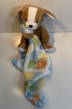 Little Miracles Puppy Lovey Security Blue Orange Green Yellow Baby Blanket