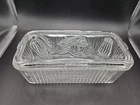 Vintage Federal Clear Glass Refrigerator Dish With Lid Veggies