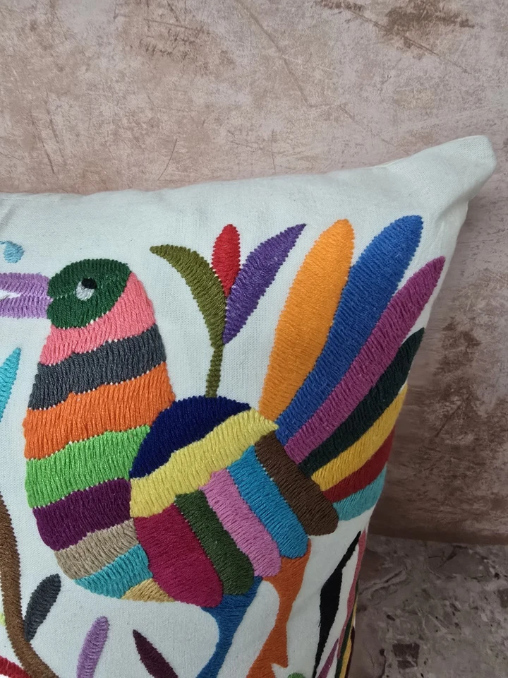 Guatemala Cojín Bordado Animales Funda Almohada Hecho a Mano Bordado Floral  Foto 3 de 4
