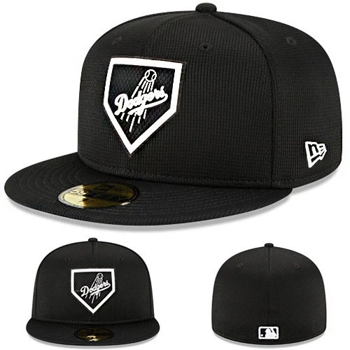 New Era Los Angeles Dodgers Black Fitted Hat MLB Official League Club Size 7 5/8