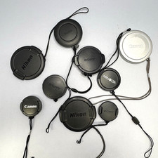 Lot of 9 Camera Lens Caps Used Name Brands Canon Sony Nikon Pentax
