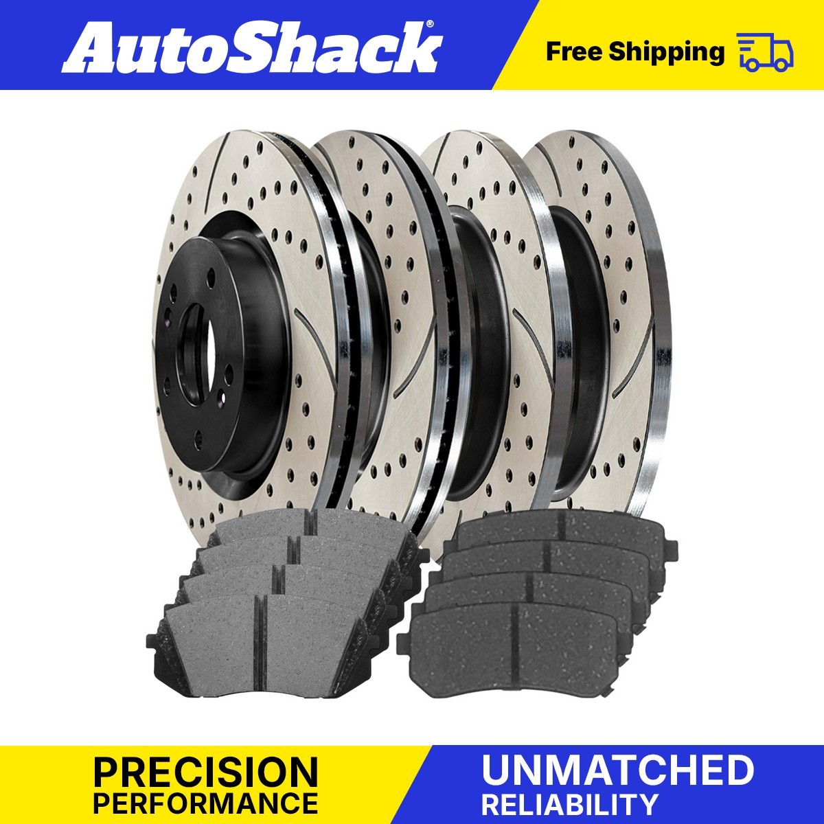 High-Performance Front & Rear Drilled Disc Rotors with Ceramic Brake Pads for Hyundai Sonata