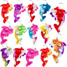 HOZKEAP 100 pcs Dolphin Pop Keychain, Silicone Toys Kids Party Favors
