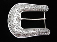 RB01120 NOS REALLY NICE  FLORAL ORNAMENTAL  CRYSTALS  FASHION BELT BUCKLE