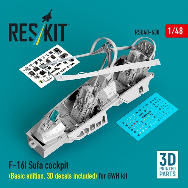 ResKit RSU48-0638 - 1:48 F-16I Sufa Cockpit (Basic Edition, 3D Decals Included)-image