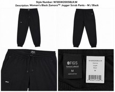 FIGS Women's Zamora Jogger Scrub Pants Black M Polyester Knit Solid Medical