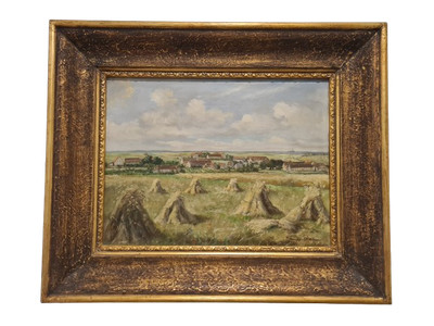 H. Heuser Wintzen Ölgemälde Oberursel Landschaft Holzrahmen 55x45cm