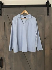 J. JILL WEAREVER JERSEY COLLARED Relaxed Popover TUNIC TOP BABY BLUE XL CASUAL