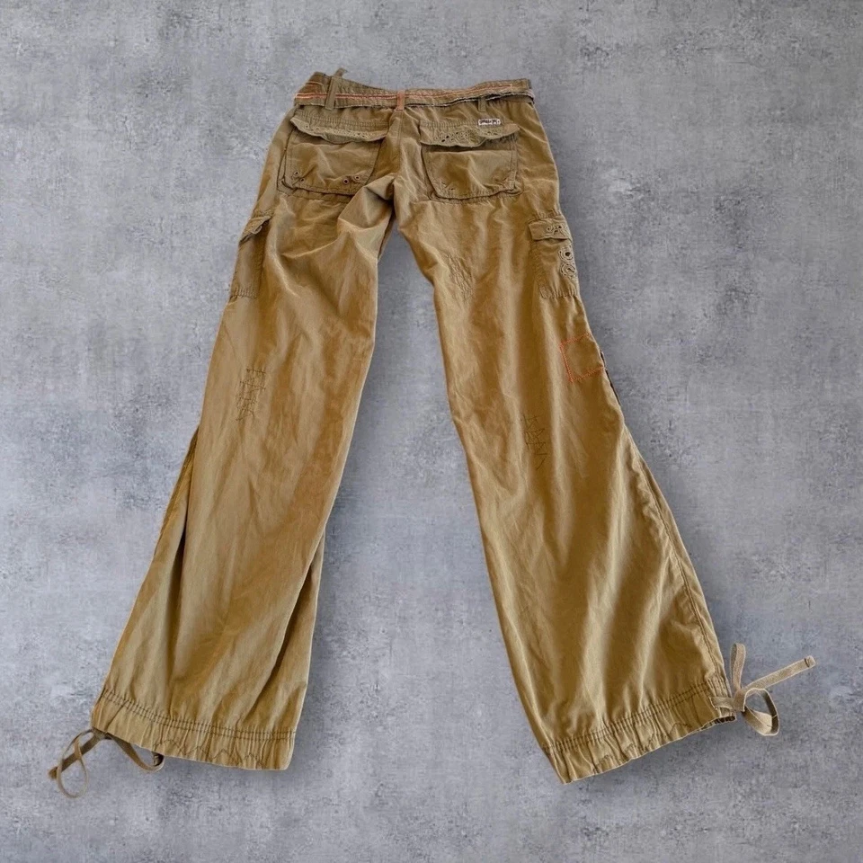 Pantalones utilitarios vintage Miss Me cargo bordados caqui para mujer talla mediana Y2K Foto 2 de 4