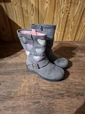 Stiefeletten Boots Mädchen Gr 25 Capcake Grau mit Herzen (K30)