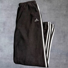 Vintage Adidas Fleece Sweatpants Mens XL Black 3 Stripe Joggers Taiwan Y2K