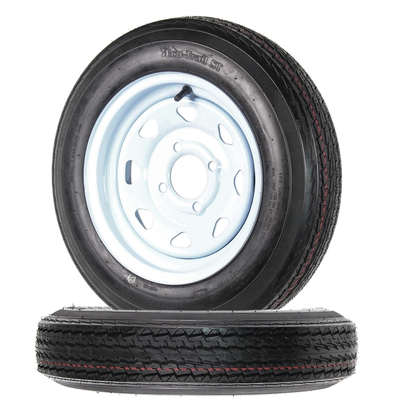 eCustomrim 2-Pack Trailer Tires On Rims 4.80-12 480-12 4.80 X 12 Load Range B...