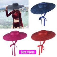 Stylish Black Wide Brim Straw Hat - Fashionable Summer Hat for Women with Ribbon