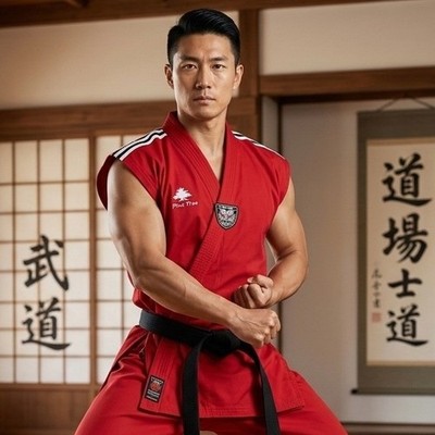 Taekwondo Vest Red Martial Arts Uniform Top Size 160 #2 Red  Pine Tree Sangmoosa